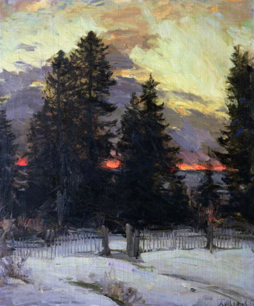 Detail of Sunset over a Winter Landscape, c.1902 by Abram Efimovich Arkhipov
