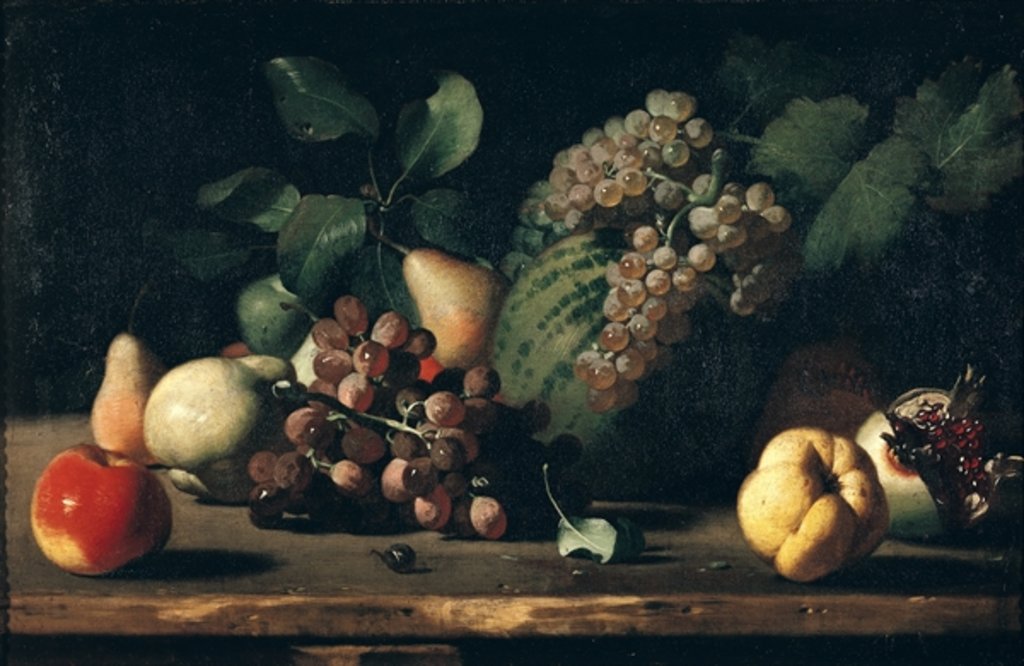 Detail of Still Life with Grapes and Pomegranate by Italian School