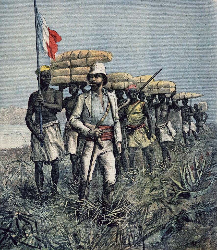 Detail of Lieutenant Mizon on his 1892 Mission of Exploration of the River Benue Area in Nigeria by Fortune Louis & Meyer Henri Meaulle