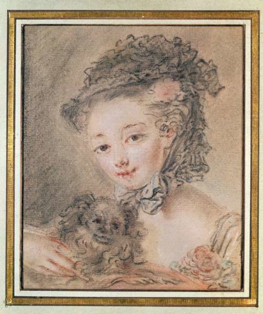 Detail of Young Girl with a Small Dog by Francois Boucher