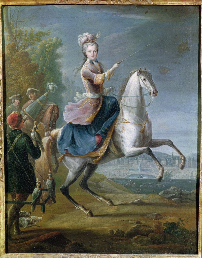 Detail of Equestrian Portrait of Maria Leszczynska by Jean-Baptiste Martin