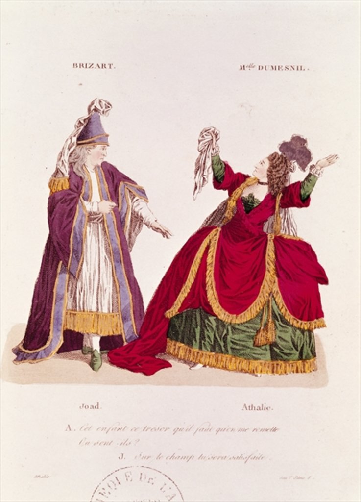 Detail of Jean-Baptiste Brizard in the role of Joad and Mademoiselle Dumesnil as Athalie by French School