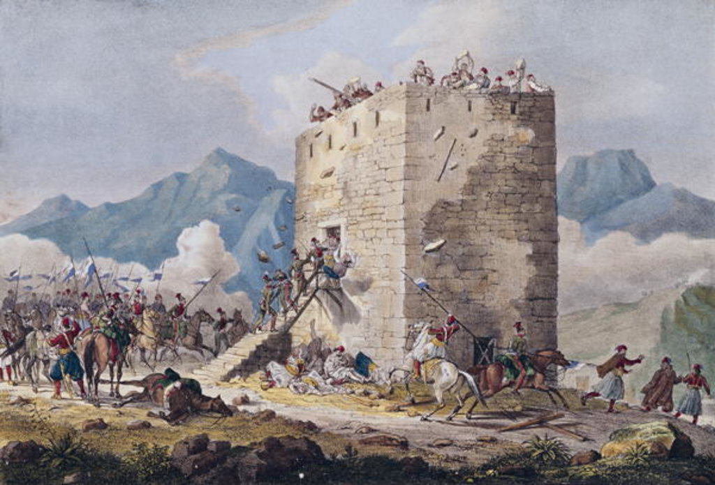 Detail of The Resistance of Forty Greek Rebels in a Tower in Thebes in 1833 by Georg Melchior Kraus