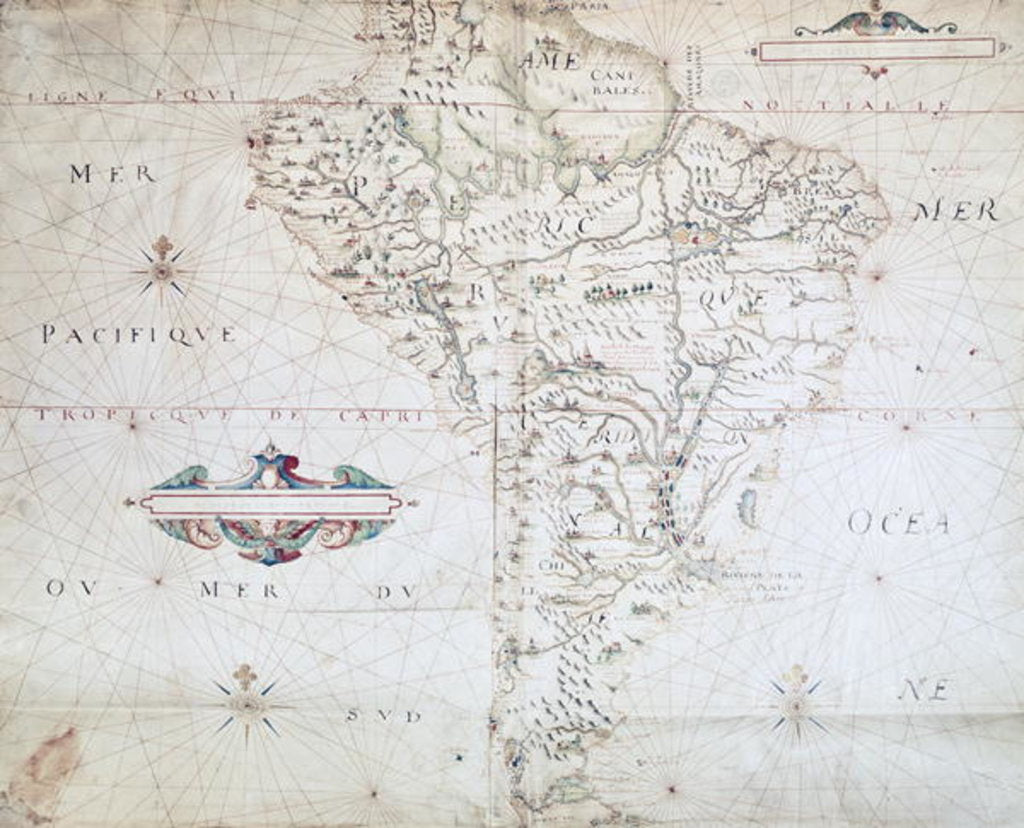 Detail of Map of South America by French School