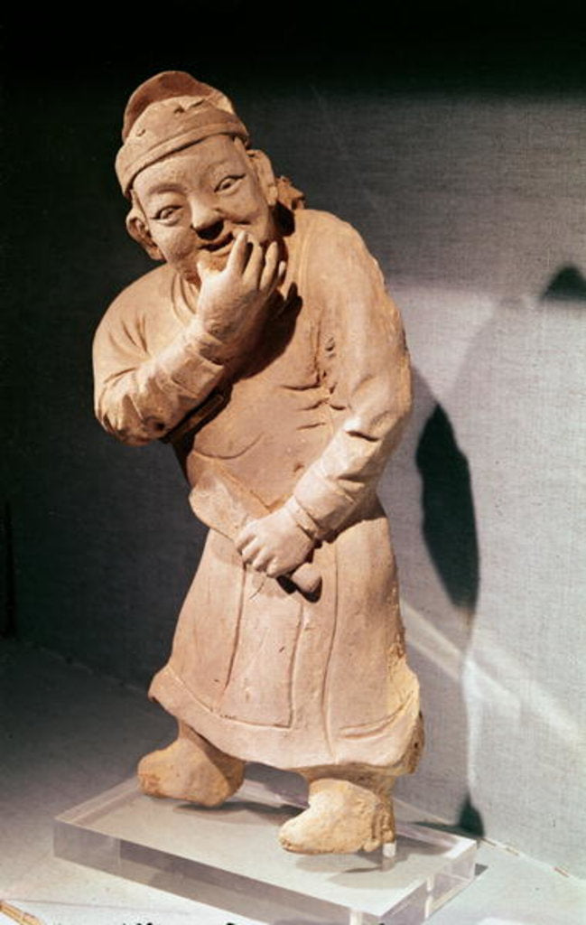 Detail of Figurine of an actor whistling by School Chinese