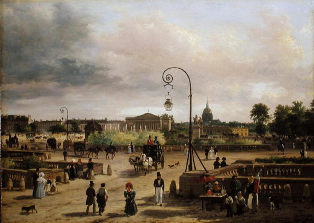 Detail of La Place de la Concorde in 1829 by Giuseppe Canella