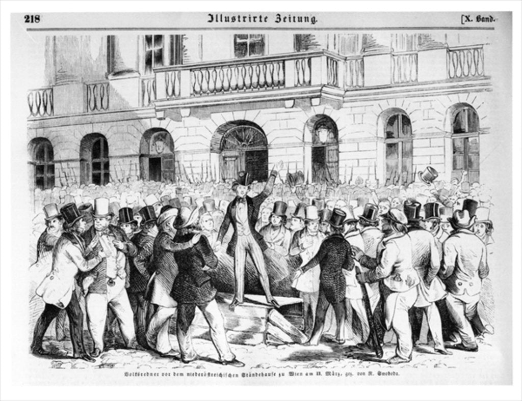 Detail of Revolt in Vienna on 30th March 1848 by German School