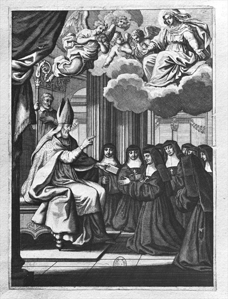 Detail of St. Francois de Salles Giving the Rule of the Visitation to St. Jeanne de Chantal by Gilles Rousselet