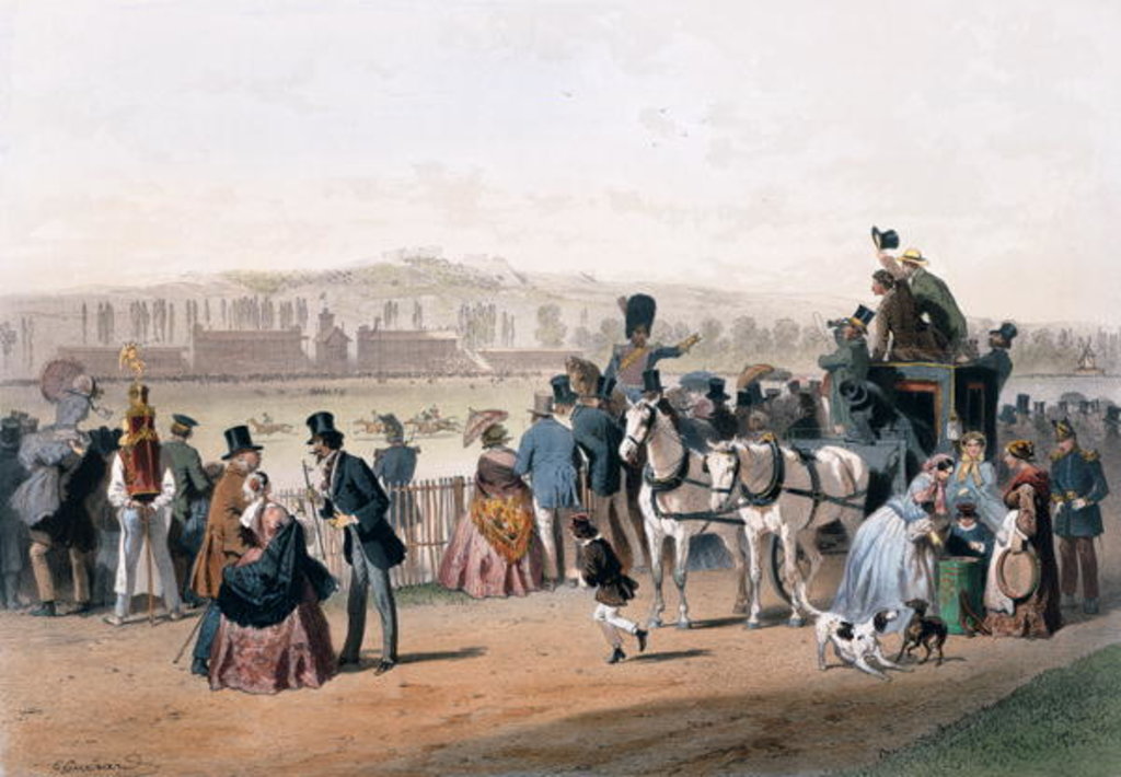 Detail of Racecourse at the Bois de Boulogne by Eugene Charles Francois Guerard