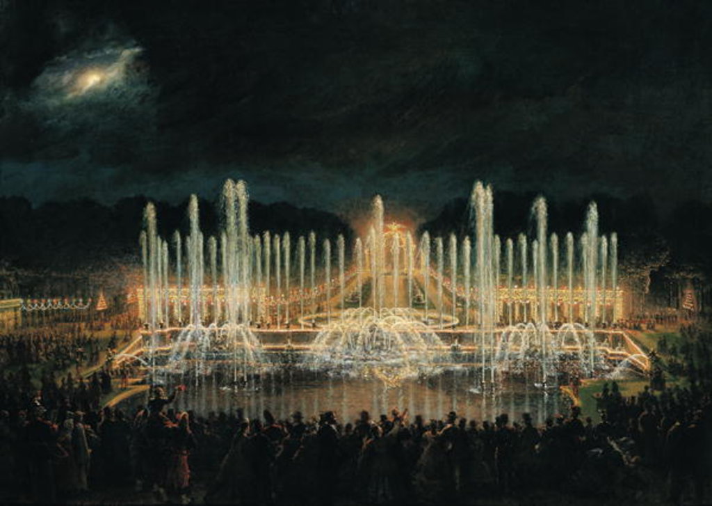 Detail of Illuminated Fountain Display in the Bassin de Neptune in Honour of Prince Francisco de Assisi de Bourbon 21st August 1864 by Eugene-Louis Lami