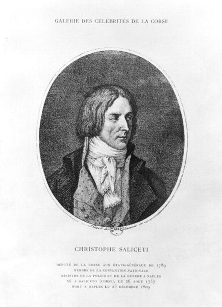 Detail of Antoine Christophe Saliceti engraved by Carlo Lasinio by Jean Baptiste Joseph Wicar