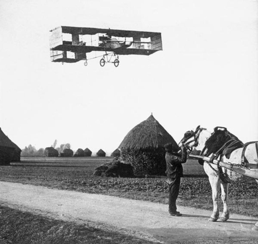 Detail of Flight by Henri Farman from Chalons to Reims by French Photographer