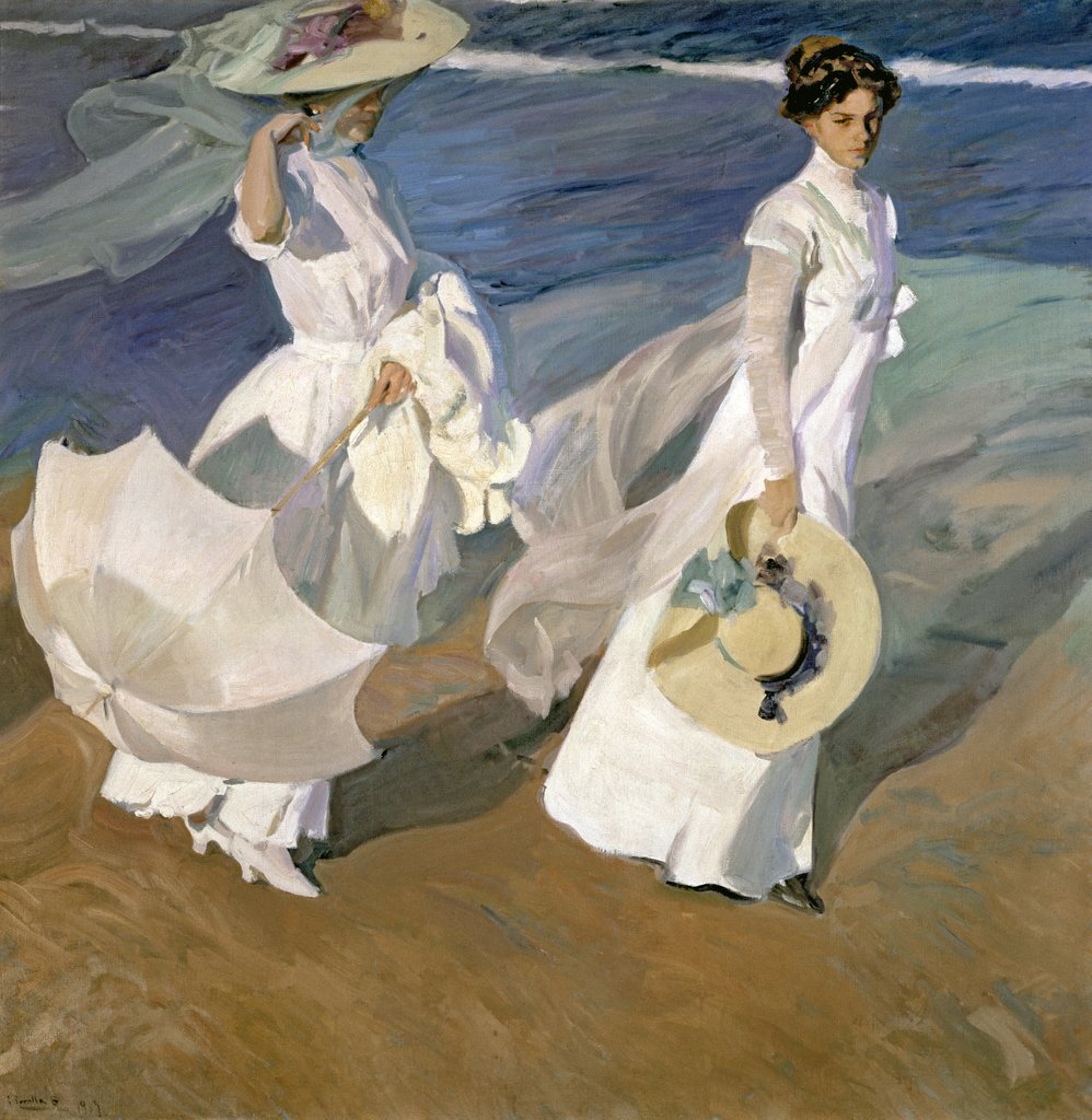 Detail of Strolling along the Seashore, 1909 by Joaquin Sorolla y Bastida