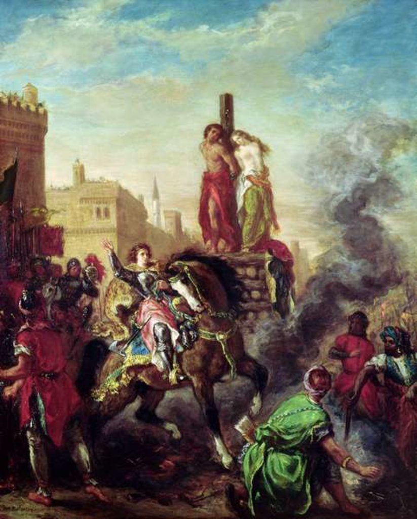 Detail of Olinda and Sophronia on the Pyre by Ferdinand Victor Eugene Delacroix