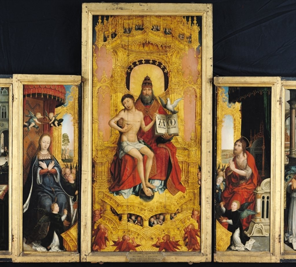 Detail of Polyptych of the Glorification of the Holy Trinity, central panel depicting the Trinity, the Virgin and St. John the Baptist, c.1509-16 by Jean the Elder Bellegambe