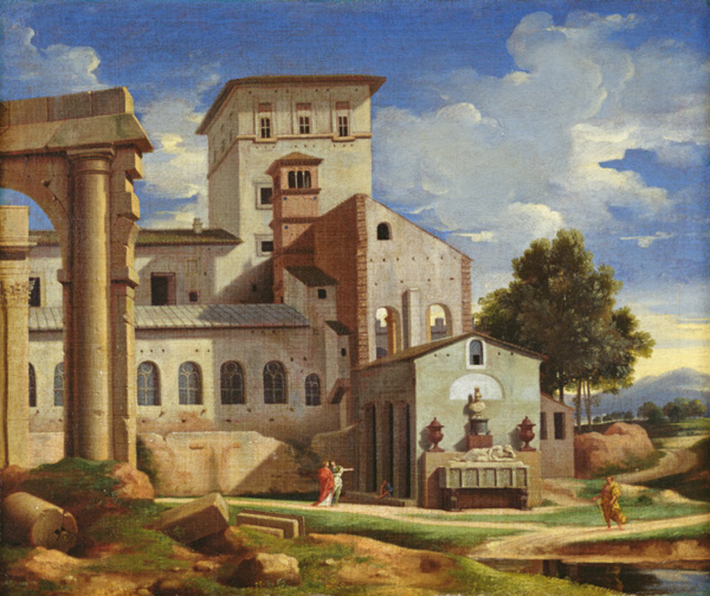 Detail of Italian Landscape by Pierre Lemaire