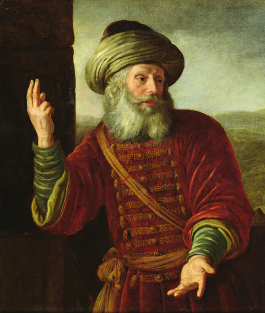 Detail of Portrait of an Old Man in an Extravagant Costume by Jan Victors