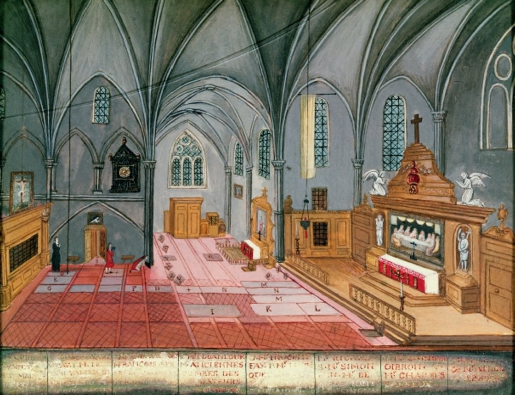 Detail of Interior of the Church by Louise Madelaine (after) Cochin