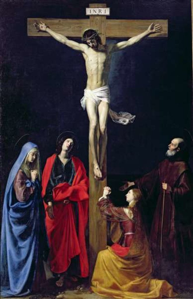 Detail of Christ on the Cross with the Virgin, Mary Magdalene, St. John and St. Francis of Paola by Nicolas Tournier