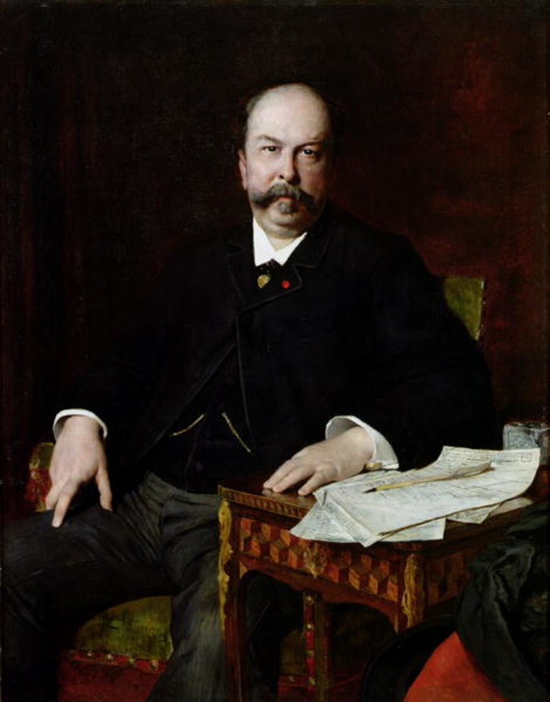 Detail of Portrait of Henri Meilhac by Jules Elie Delaunay