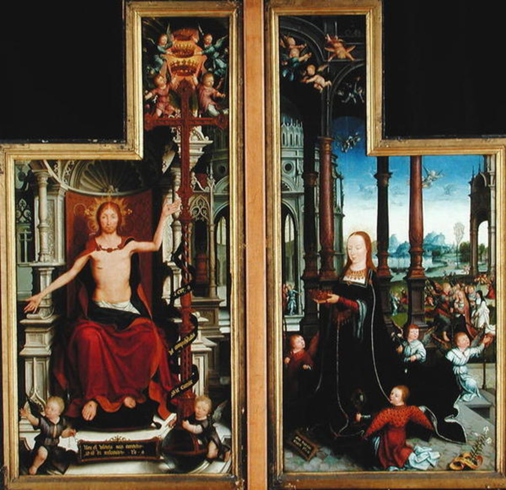 Detail of Polyptych of the Glorification of the Holy Trinity, panels depicting Christ Enthroned and the Virgin, 1509-15 by Jean the Elder Bellegambe