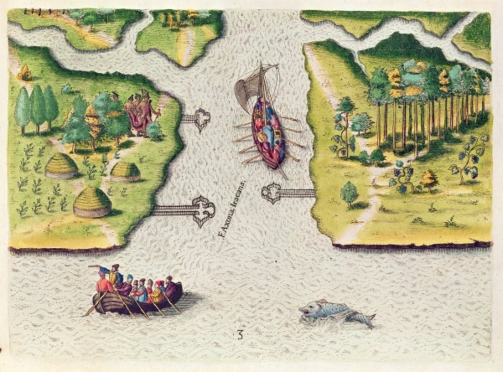 Detail of The French Discover Two Other Rivers by Jacques Le Moyne