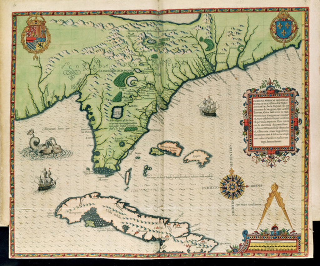 Detail of Map of Florida by Jacques (after) Le Moyne