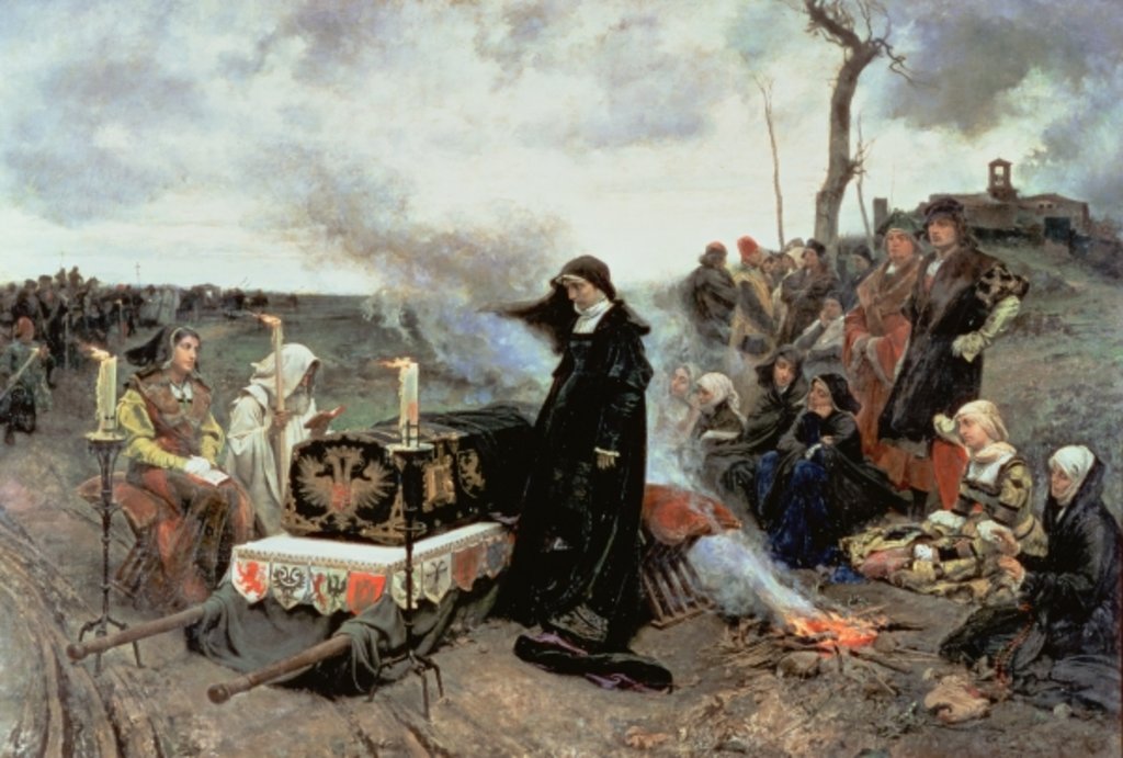 Detail of Joanna the Mad Accompanying the Coffin of Philip the Handsome to the Cartuja de Miraflores in Granada, 1877 by Francisco Pradilla y Ortiz