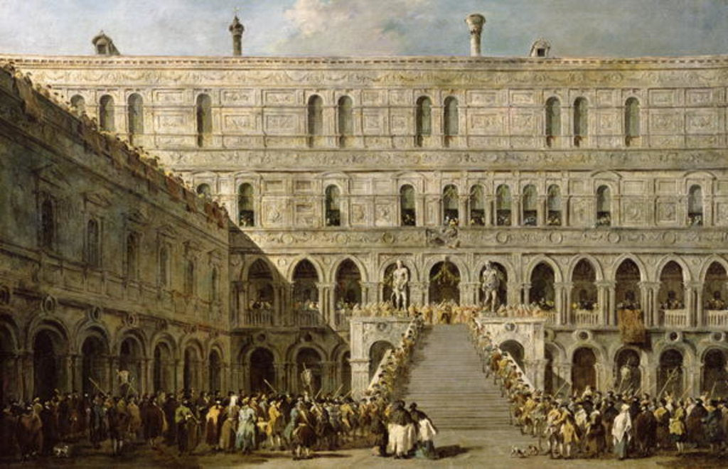 Detail of The Coronation of the Doge of Venice on the Scala dei Giganti of the Palazzo Ducale, 1766-70 by Francesco Guardi