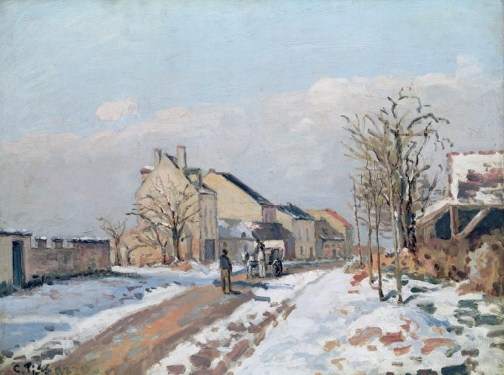 Detail of The Road from Gisors to Pontoise, Snow Effect by Camille Pissarro