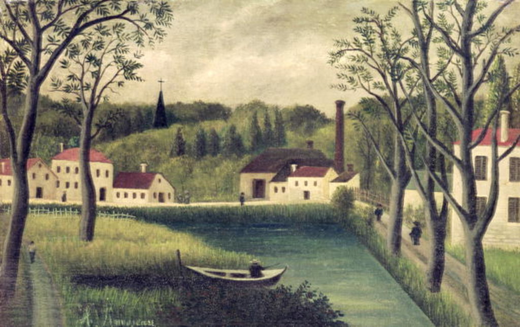 Detail of Landscape with a Fisherman, after 1886 by Henri J.F. Rousseau