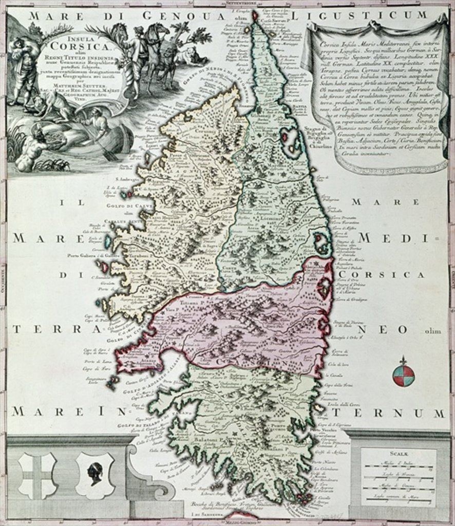 Detail of Map of Corsica by Georg Matthäus Seutter