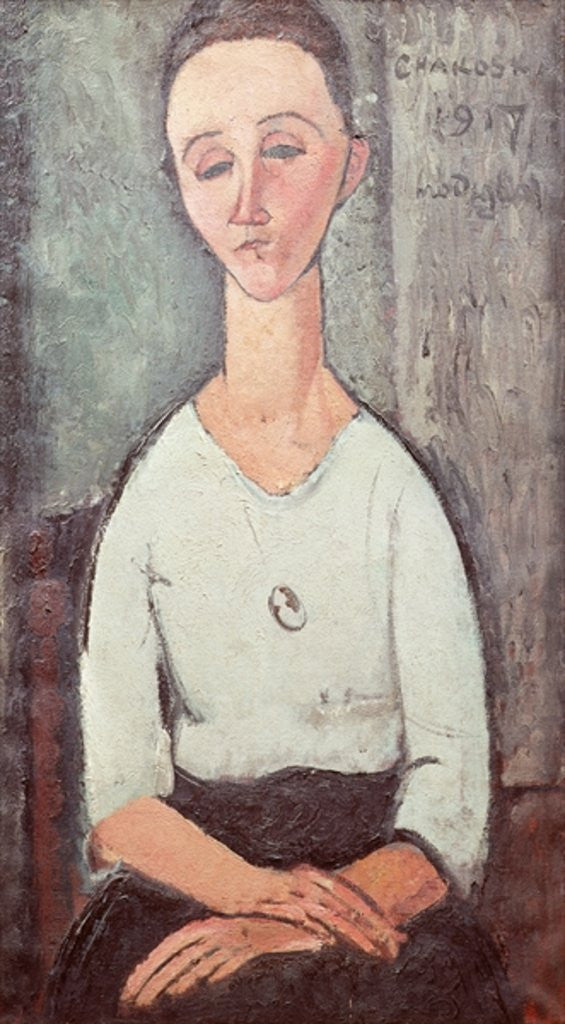 Detail of Portrait of Madame Chakowska by Amedeo Modigliani