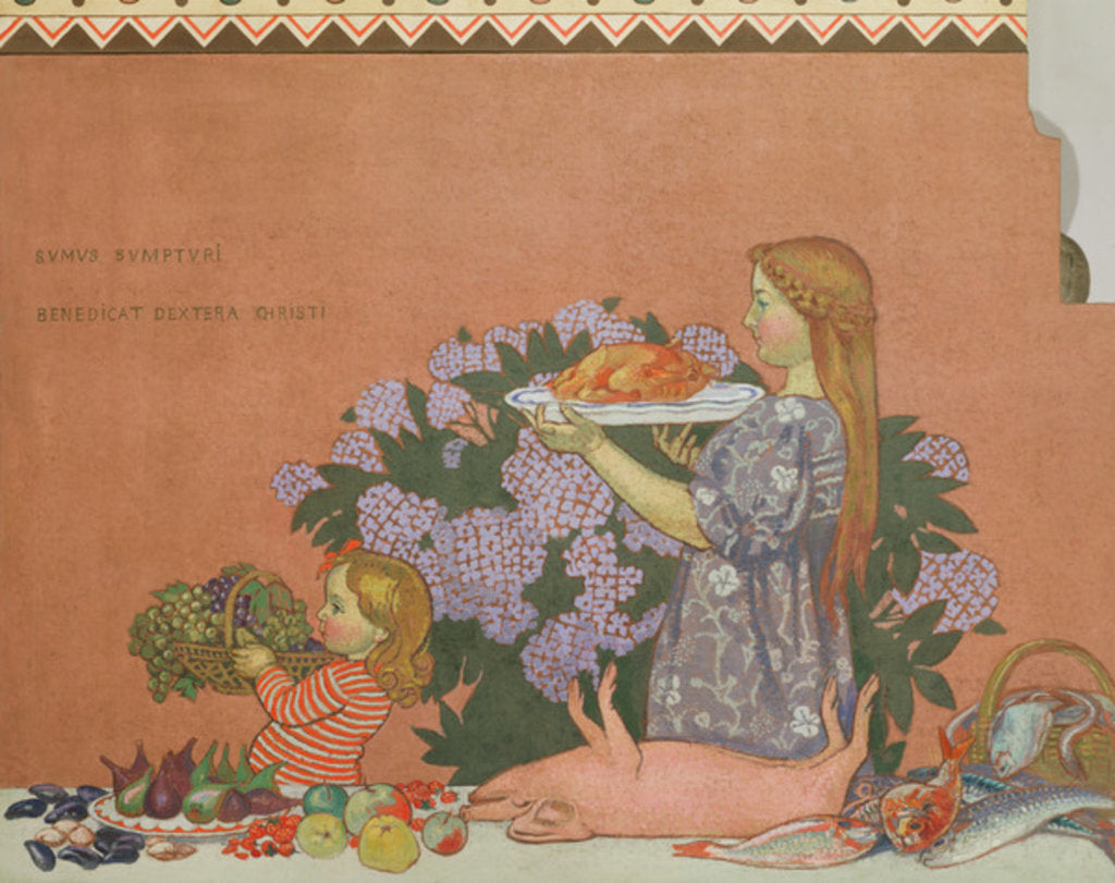 Detail of Grace, right hand panel from the decoration of the artist's home at Perros-Guirac, 1908 by Maurice Denis
