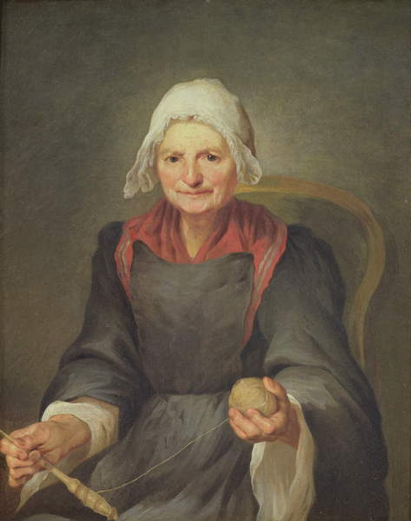 Detail of An Old Woman Spinning by French School