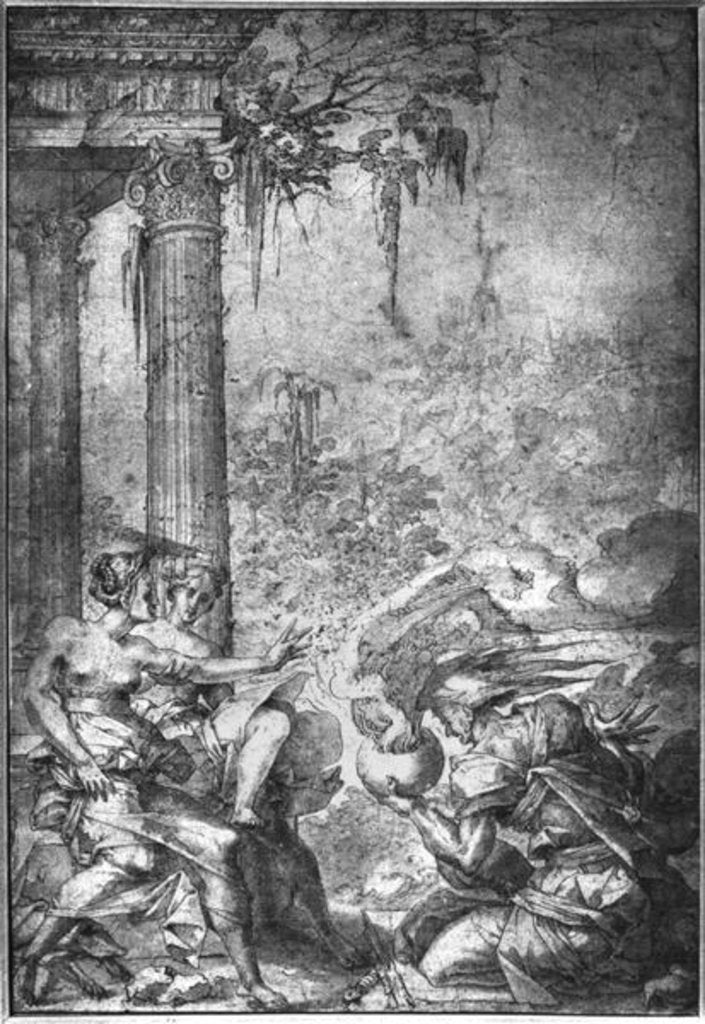 Detail of Magic Scene by Giovanni Battista Rosso Fiorentino
