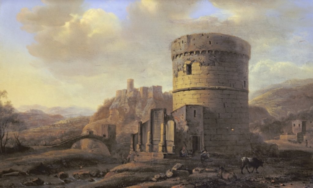Detail of Roman Landscape: The Tomb of Cecilia Metella by Jacob de Heusch