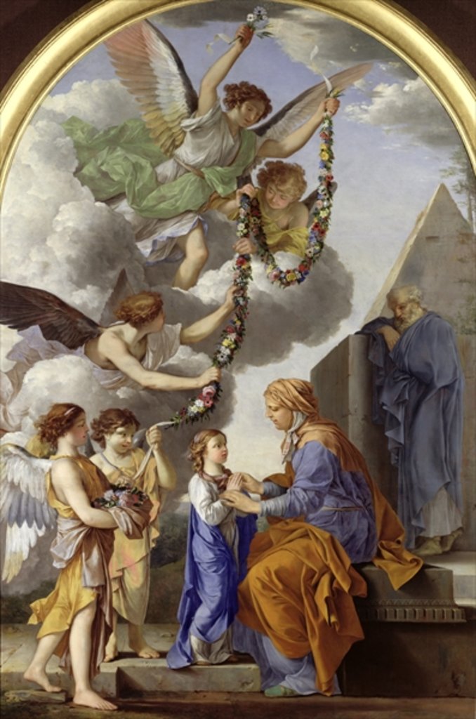 Detail of The Education of the Virgin by Laurent de (workshop of) La Hyre