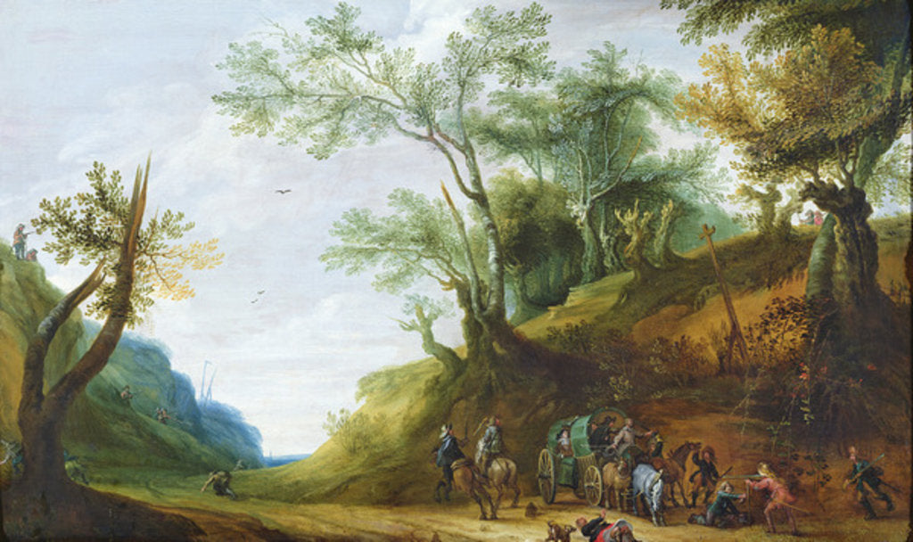 Detail of Thieves Attacking a Carriage by Peeter Snayers