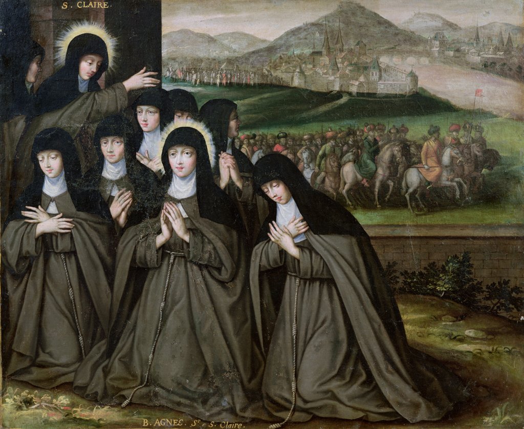 Detail of St. Claire with her Sister, Agnes and Nuns by French School