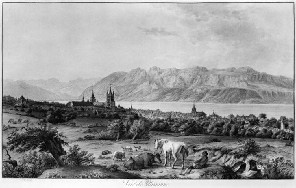 Detail of View of Lausanne by Johann Ludwig Aberli