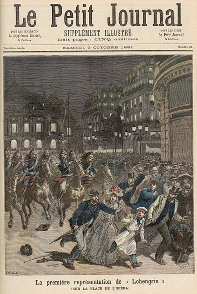 Detail of Riots in Paris objecting to the Performance of 'Lohengrin' at the Palais Garnier by Fortune Louis & Meyer