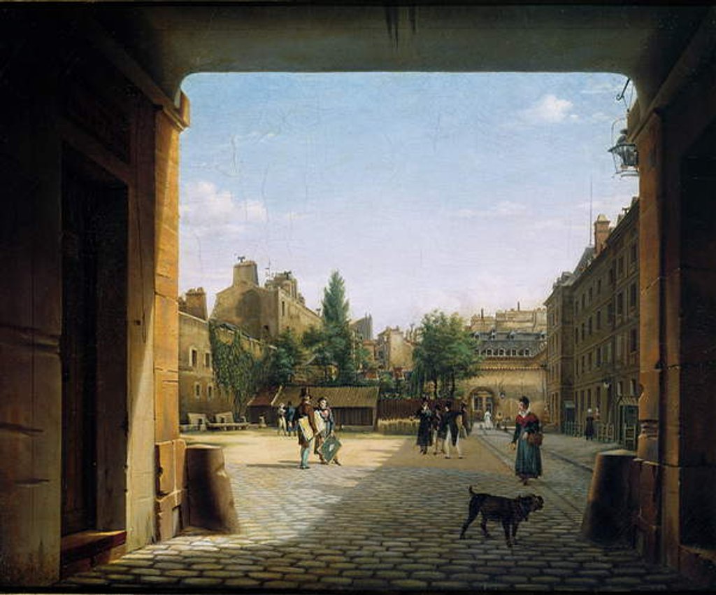 Detail of The Courtyard of the Institut de France, 1825-62 by Etienne Bouhot