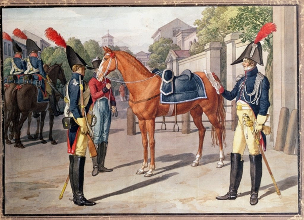 Detail of Officer and Guard of the Royal Guard in 1826 by French School