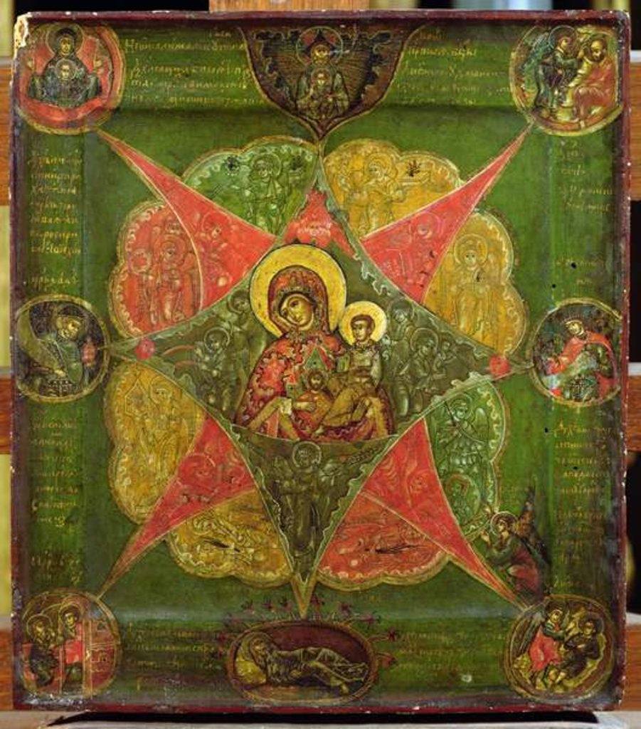 Detail of The Virgin of the Burning Bush by School Russian