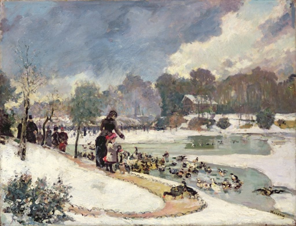 Detail of Ducks in the Bois de Boulogne by Emile Antoine Guillier