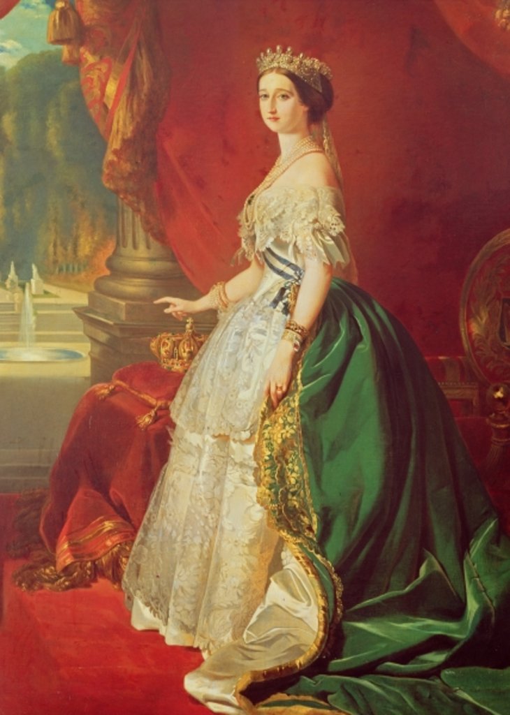 Detail of Empress Eugenie after a portrait by Francois Xavier Winterhalter by Francois Gabriel Guillaume Lepaulle