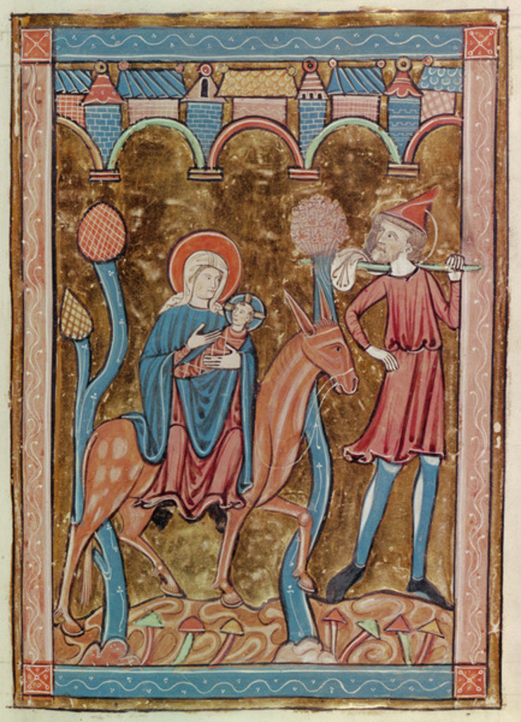 Detail of Ms 3016 fol.12 The Flight into Egypt by French School