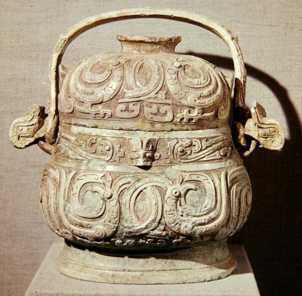 Detail of Ritual 'yu' wine bucket inscribed by Kung by School Chinese