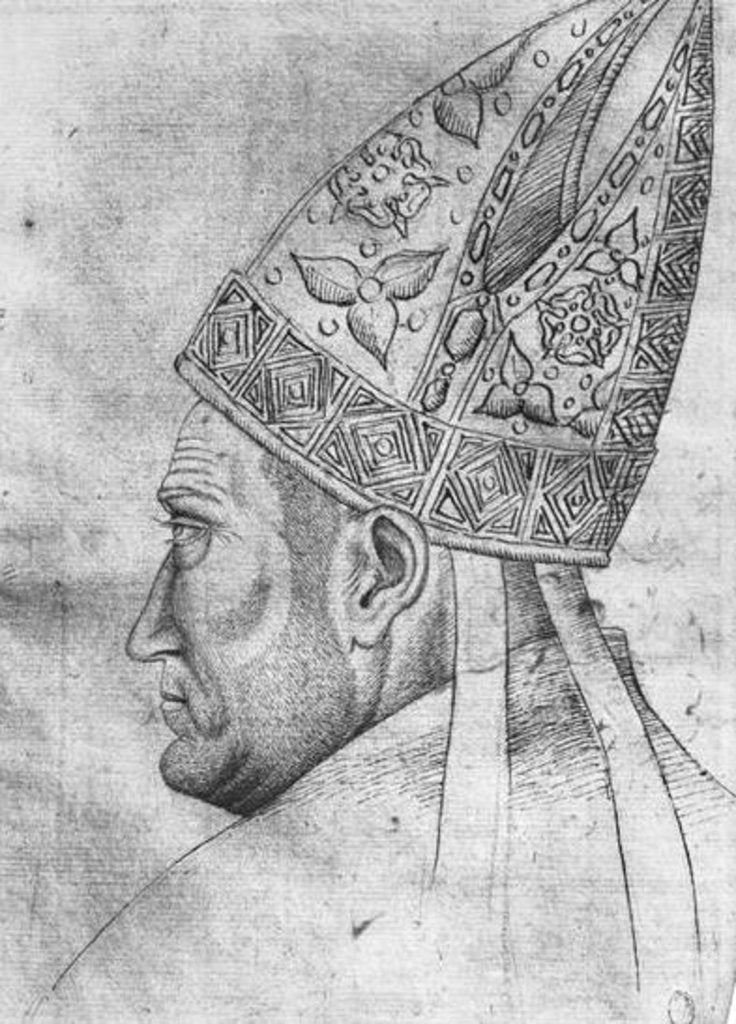 Detail of Head of a bishop by Antonio Pisanello